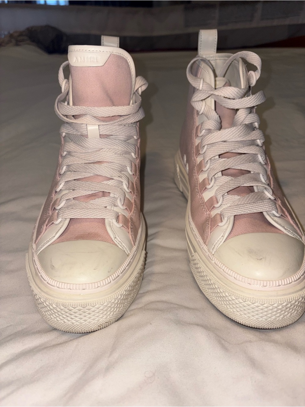 AMIRI Women's High-Top Sneakers in Pale Pink and White